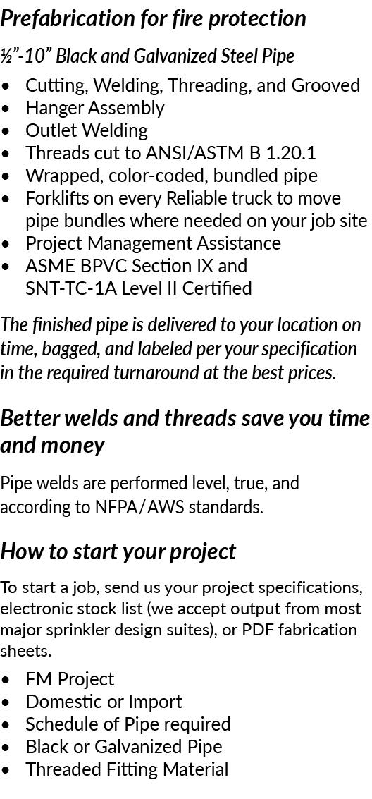 Prefabrication for fire protection   -10  Black and Galvanized Steel Pipe   Cutting, Welding, Threading, and Grooved    